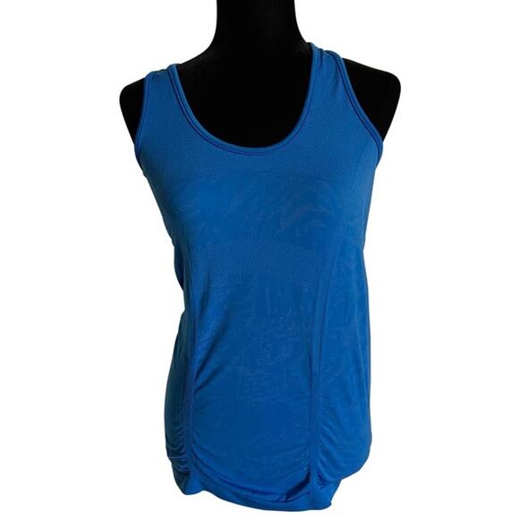 Athleta Womens Tank Top Sz S Fastest Track Blue Tiger Animal Print Unstinkable - Picture 1 of 5